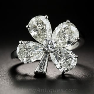 Platinum Diamond Four-Leaf Clover Ring