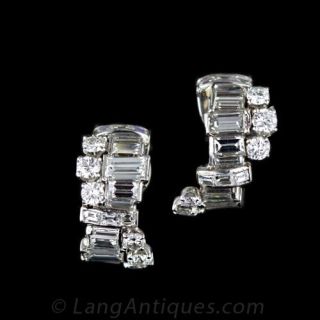 Platinum Diamond Half Ear Hoops