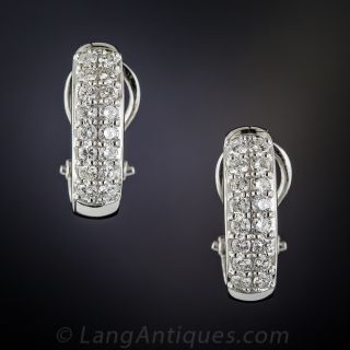 Platinum Diamond Half Hoop Earrings