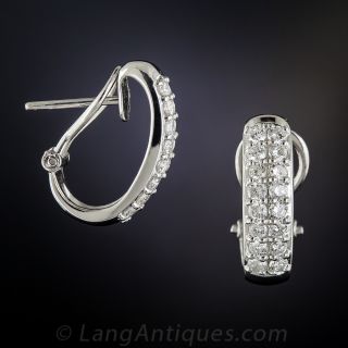 Platinum Diamond Half Hoop Earrings