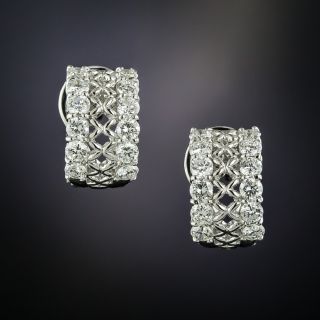 Platinum Diamond Hoop Earrings - 1
