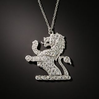 Platinum Diamond Lion Rampant Pendant - 2