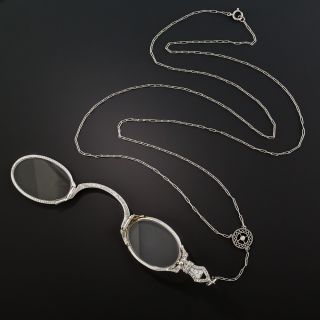 Platinum Diamond Lorgnette Necklace