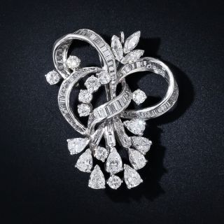 Platinum Diamond Pendant Brooch c. 1950's - 4