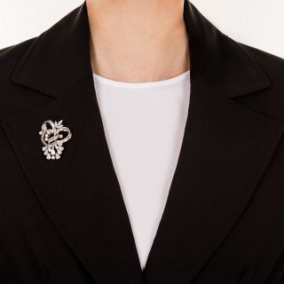 Platinum Diamond Pendant Brooch c. 1950's