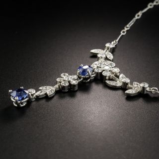 Platinum Diamond Sapphire Edwardian Inspired Necklace