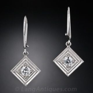Platinum Diamond-Shaped Dangle Drops