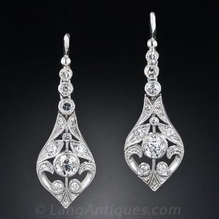 Platinum Diamond Vintage Style Earrings