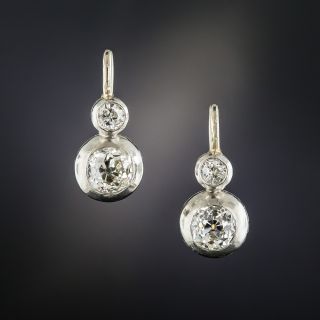 Platinum Double Diamond Earring - 1