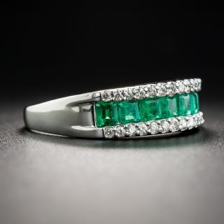 Platinum Emerald and Diamond Band Ring