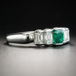 Platinum Emerald and Diamond Five-Stone Ring