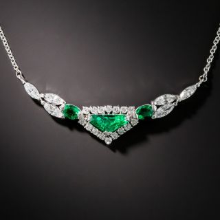 Platinum Emerald and Diamond Necklace