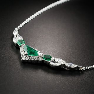 Platinum Emerald and Diamond Necklace