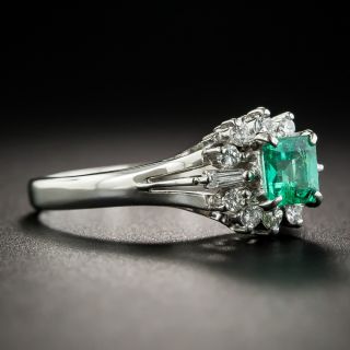 Platinum Emerald and Diamond Ring
