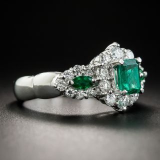 Platinum Emerald and Diamond Ring