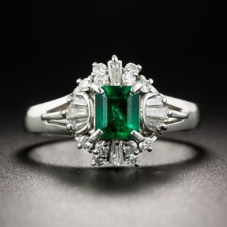 Platinum, Emerald and Diamond Ring