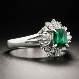 Platinum, Emerald and Diamond Ring