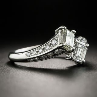 Platinum Emerald-Cut Diamond Bypass Ring