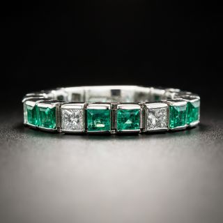 Platinum Emerald  Diamond Flex Link Band - 1