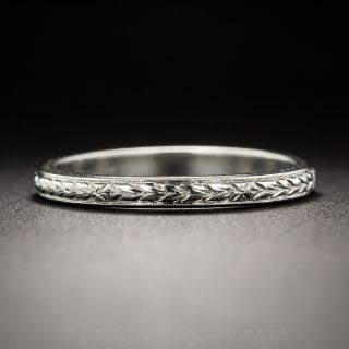 Platinum Engraved Wedding Band by Shreve & Co.