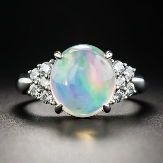 Platinum Ethiopian Opal and Diamond Ring