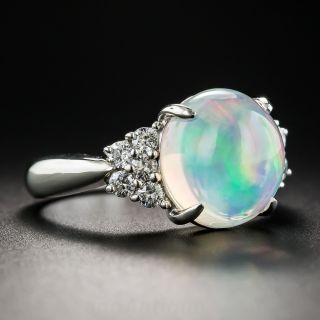 Platinum Ethiopian Opal and Diamond Ring