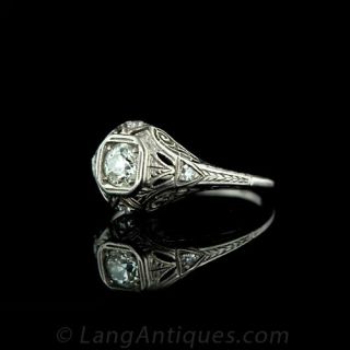 Platinum Filigree Diamond Edwardian Ring