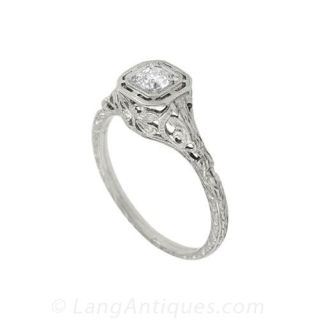 Platinum Fligree Edwardian Engagement Ring
