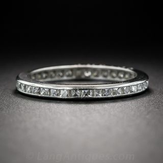 Platinum French Cut Diamond Vintage Eternity Band