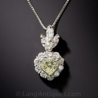 Platinum Heart Shape Diamond Drop