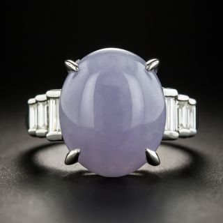 Platinum Lavender Jade and Diamond Ring - 1