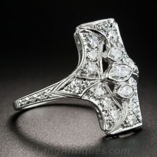 Platinum Marquise Diamond Art Deco Dinner Ring
