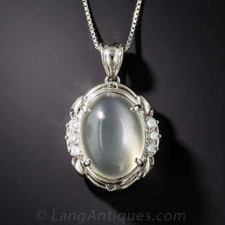 Platinum Moonstone and Diamond Pendant 