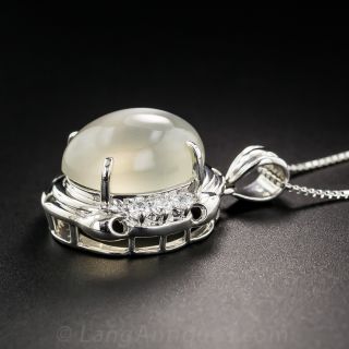 Platinum Moonstone and Diamond Pendant 