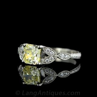Platinum Natural Fancy Yellow Diamond Engagement Ring