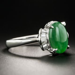Natural Jade Platinum and Diamond Ring