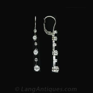 Platinum Old-Mine and Rose Cut Diamond Drop Earrings