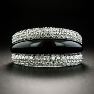Platinum Onyx Diamond Band Ring - 1
