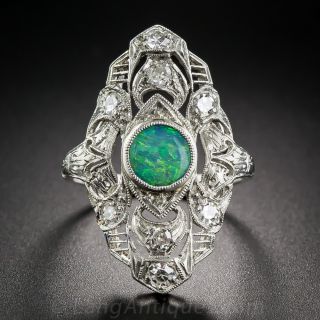 Platinum Opal and Diamond Dinner Ring - 2