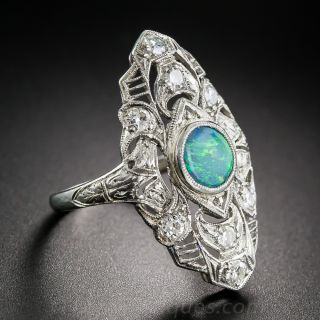 Platinum Opal and Diamond Dinner Ring