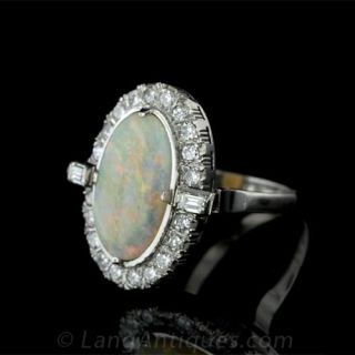 Platinum Opal and Diamond Dinner Ring