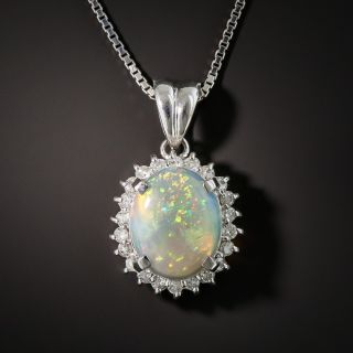 Platinum Opal and Diamond Pendant 