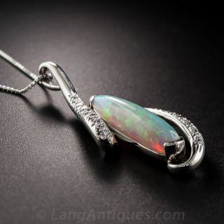 Platinum Opal and Diamond Pendant
