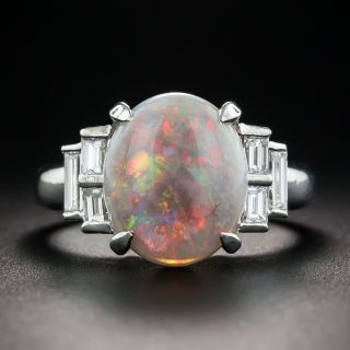 Platinum Opal and Diamond Ring - 2
