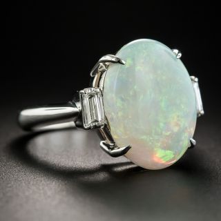 Platinum Opal and Diamond Ring