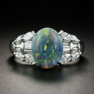 Platinum Opal and Diamond Ring