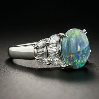Platinum Opal and Diamond Ring