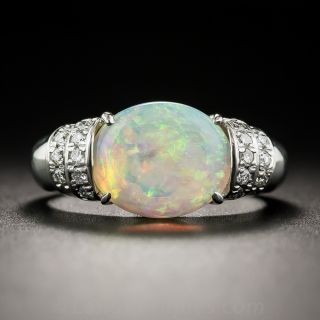 Platinum Opal Diamond Estate Ring