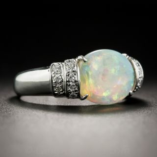 Platinum Opal Diamond Estate Ring