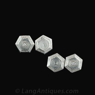 Platinum over 14 Karat Yellow Gold Art Deco Cufflinks Main View